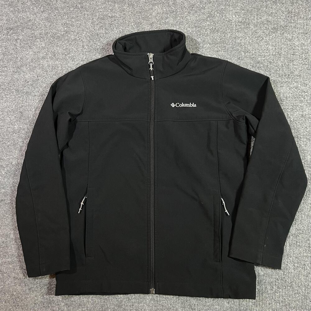 Columbia Softshell Windbreaker Jacket Womens Medium Black Full Zip Lined Outdoor